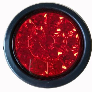 4 Inch Round Truck Trailer LED Stop Tail Turn Light with Flange Mount PVC Grommet 16 Diodes